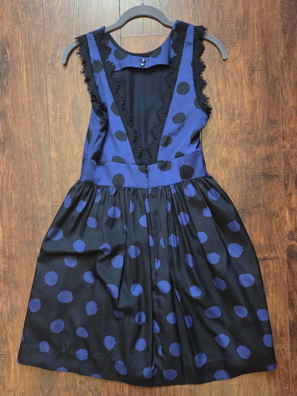 Corey Lynn Calter Black and Blue Polka Dot Size 2 Dress - Picture 2 of 7
